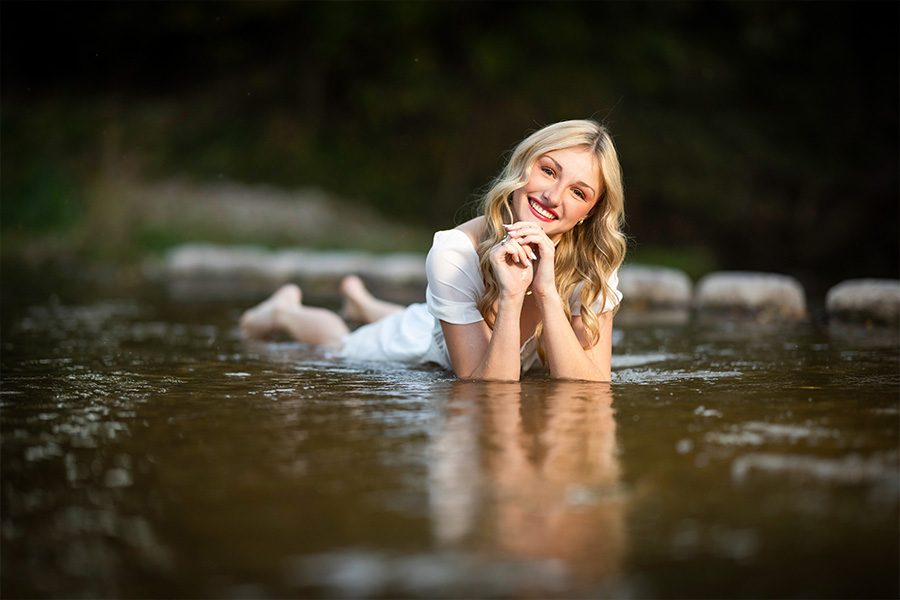 Senior portrait on location during golden hour